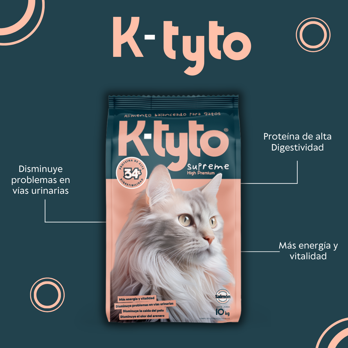 Ktyto croquetas Super Premium para gato proteína de salmón- 10kg